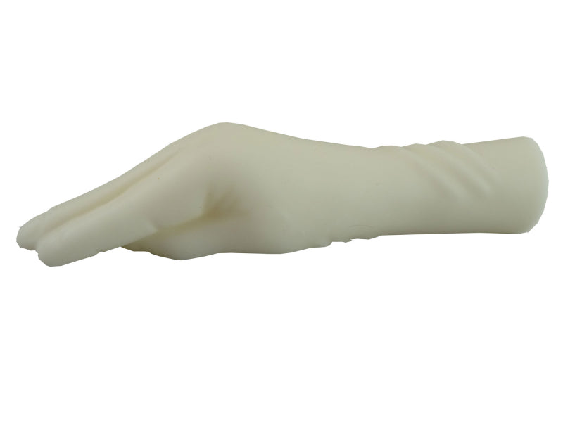 Premium silicone sex toy in the shape of a hand with detailed design and slightly curved fingers. Ideal for anal or vaginal stimulation.
