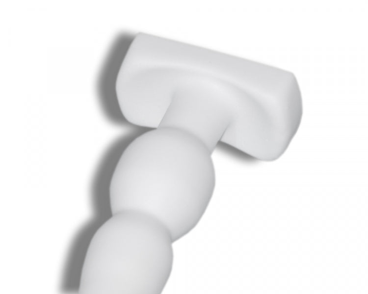 Premium Silicone Anal Plug, white, by 1ATOYS; Perfect for intense stimulation. Close-up detail of the foot.