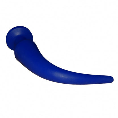 Extra-long anal plug made of premium silicone, blue, with a round base. Very flexible for particularly deep anal stimulation.