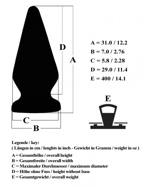 Unicorn 3 extra-long anal plug by 1ATOYS made of premium platinum silicone, with dimensions and weight. High-quality sex toy for anal pleasure.