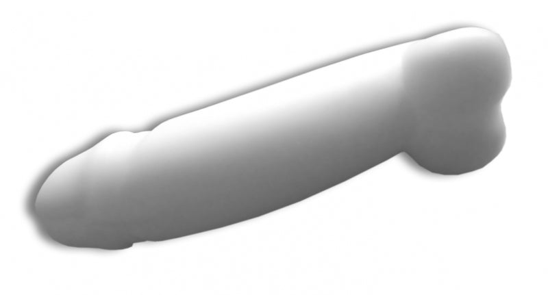 Premium silicone sex toy from 1ATOYS, medium size, phallus-shaped with testicles at the base. Vaginal and anal stimulation.