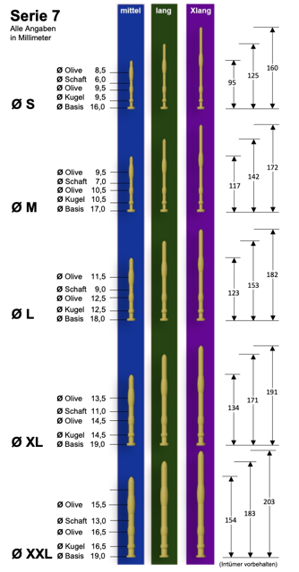 Prince Scepter Urethral Dildo, various shapes; size chart