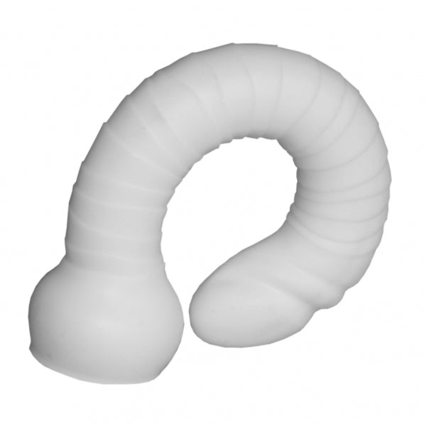 Premium silicone sex toy with ribbed texture and very flexible shape, made of platinum silicone.