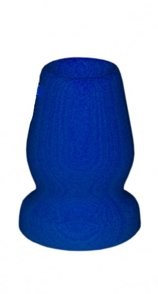 Premium silicone sex toy: The Hollow Special Plug by 1ATOYS in bright blue, cylindrical with a wide base.