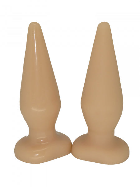 Cream-colored anal plug "Trainer 1" in matte and glossy surfaces by 1ATOYS.
